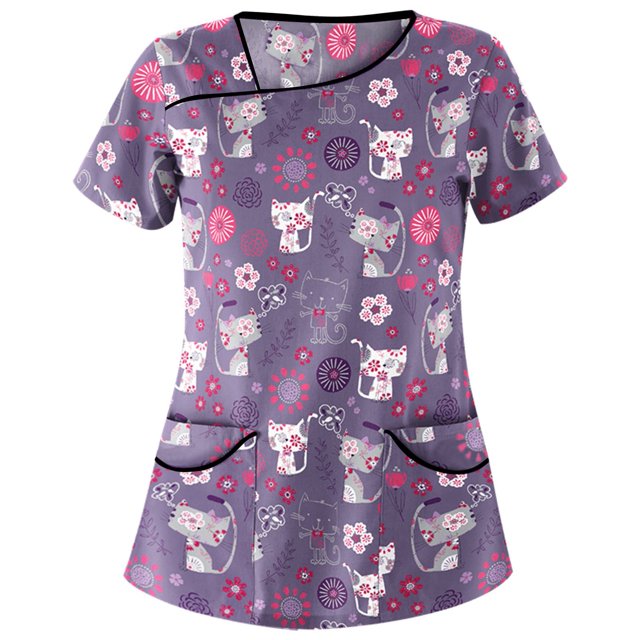 Camiseta de manga corta con estampado de dibujos animados SCZ morado 2XL