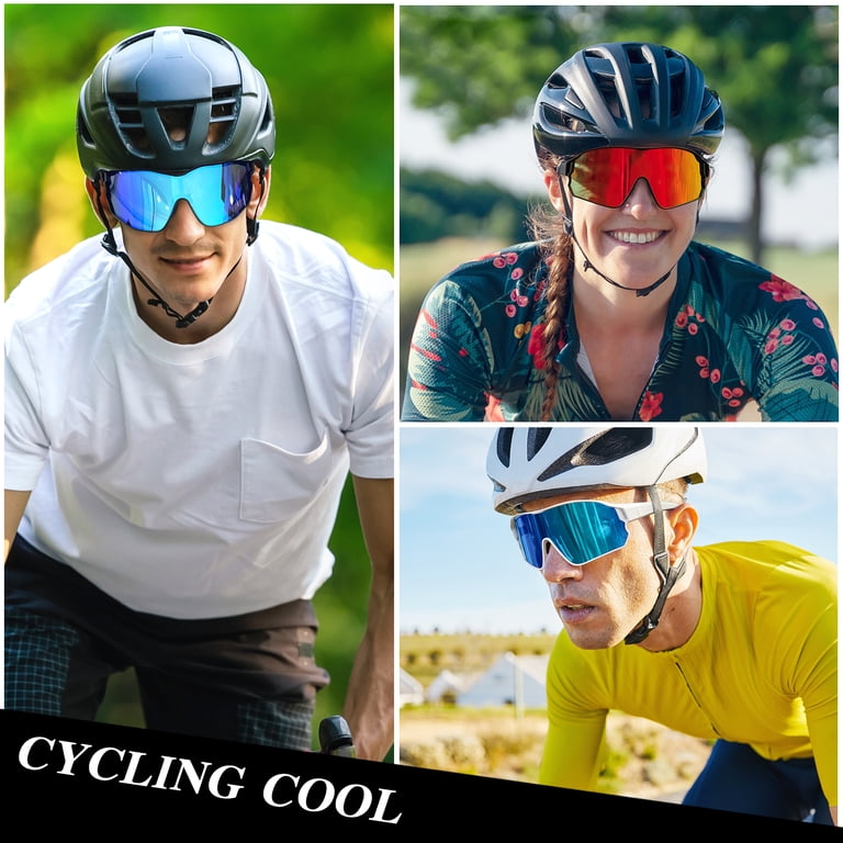 LINVO Polarized Sport Shield, Blue Mirrored Wraparound photo 2