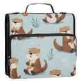 thumbnail image 2 of Water-Resistant 3-Ring Binder Organizer with Multiple Pockets Zipper Binder Bag for Office Cute Otters in Various Poses, 2 of 8