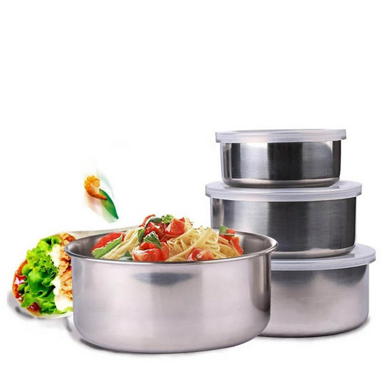 Vikakiooze Mixing Bowls with Lids - 5 Deep Nesting Mixing Bowls for Kitchen  Storage - Silver Stainless Steel Mixing Bowl Set - Large Mixing Bowl for  Cooking Food, Baking, Breading, Salad Or
