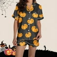 thumbnail image 6 of Kilaqueen Spooky Plus Size Pajamas for Women Set Casual Soft Comfy Fall Pajamas Halloween Pajamas Button Down Shirts with Bottoms 2 Piece Pjs Sets, 6 of 6