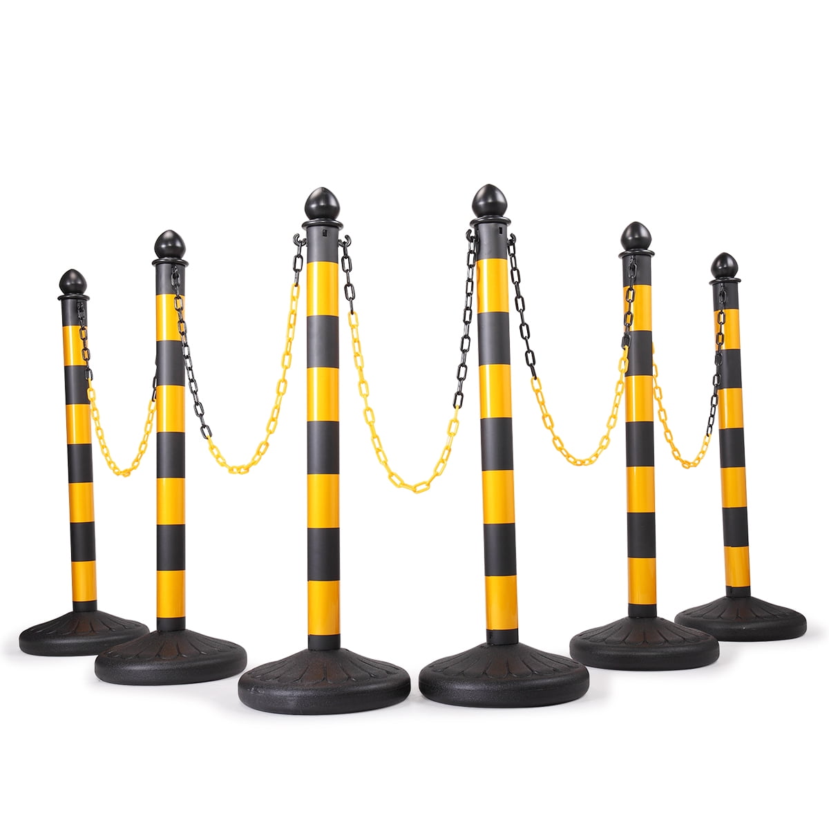 6Pcs Crowd Control Stanchion Bollards Barrier Post w/Chain Parking Traffic 6Pcs Crowd Control Stanchion Bollards Barrier Post w/Chain Parking Traffic