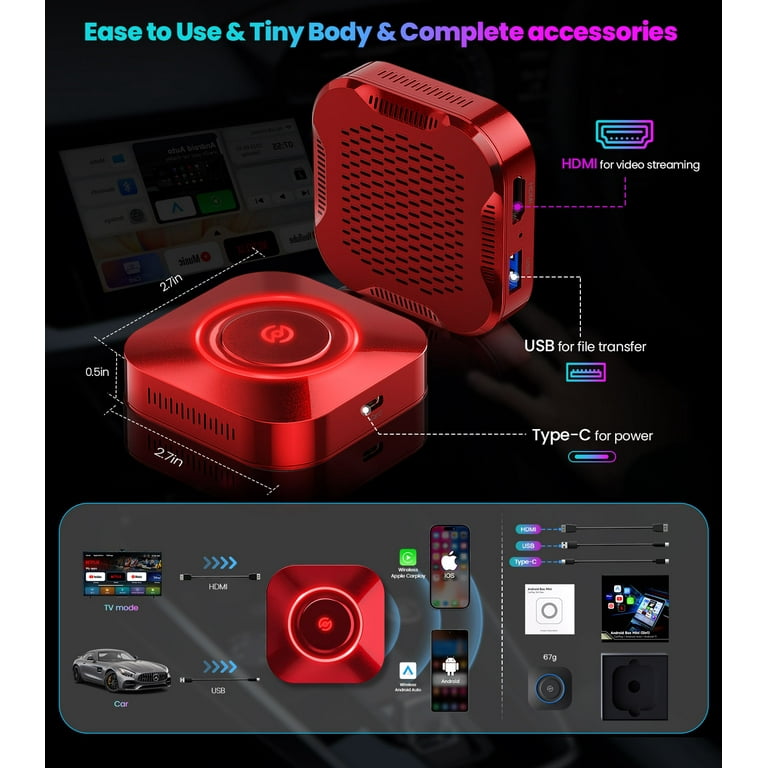 Bluetoothユニット Apple CarPlay Android Auto ATOTO CarWave CB6 Wireless CarPlay Adapter AI Box with