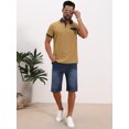 thumbnail image 2 of DARING DIVA Men's Short Sleeve Western Retro Stretch Color-Block Polo Shirts L Khaki, 2 of 7