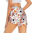 thumbnail image 4 of Picia Autumn Pumpkins Fall Leaves Pattern Women's 2 in 1 Athletic Running Shorts High Waisted Workout Casual Gym Sweat Shorts with Comfy Liner Zipper Pockets-Medium, 4 of 9