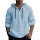 thumbnail image 1 of Camisas Vaqueras Para Hombre Camisa con capucha y botones informales simples de color sólido informal a la moda para hombre (Blue, XXL), 1 of 7