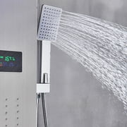Stainless Steel LED Shower Panel Rain&Waterfall Tower Spa Massage Jets W/Spray