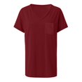 thumbnail image 4 of Mittory Womens Tops V-Neck Drop Shoulder Casual Summer T-Shirt Trendy Tshirt with Pocket, 4 of 5