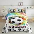 thumbnail image 2 of Feelyou Modern Football Gaming Queen Comforter Set for Boy, Black White Honeycomb Bedding Sets, Cartoon Sport Theme Reversible Bedding Comforter Set, Super Cozy Room Decor, 3 Pieces, 2 of 8