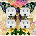thumbnail image 1 of Metal Light Switch Plate Cover Unique Colorful Floral Butterfly Yellow Mandala BUT025, 1 of 13