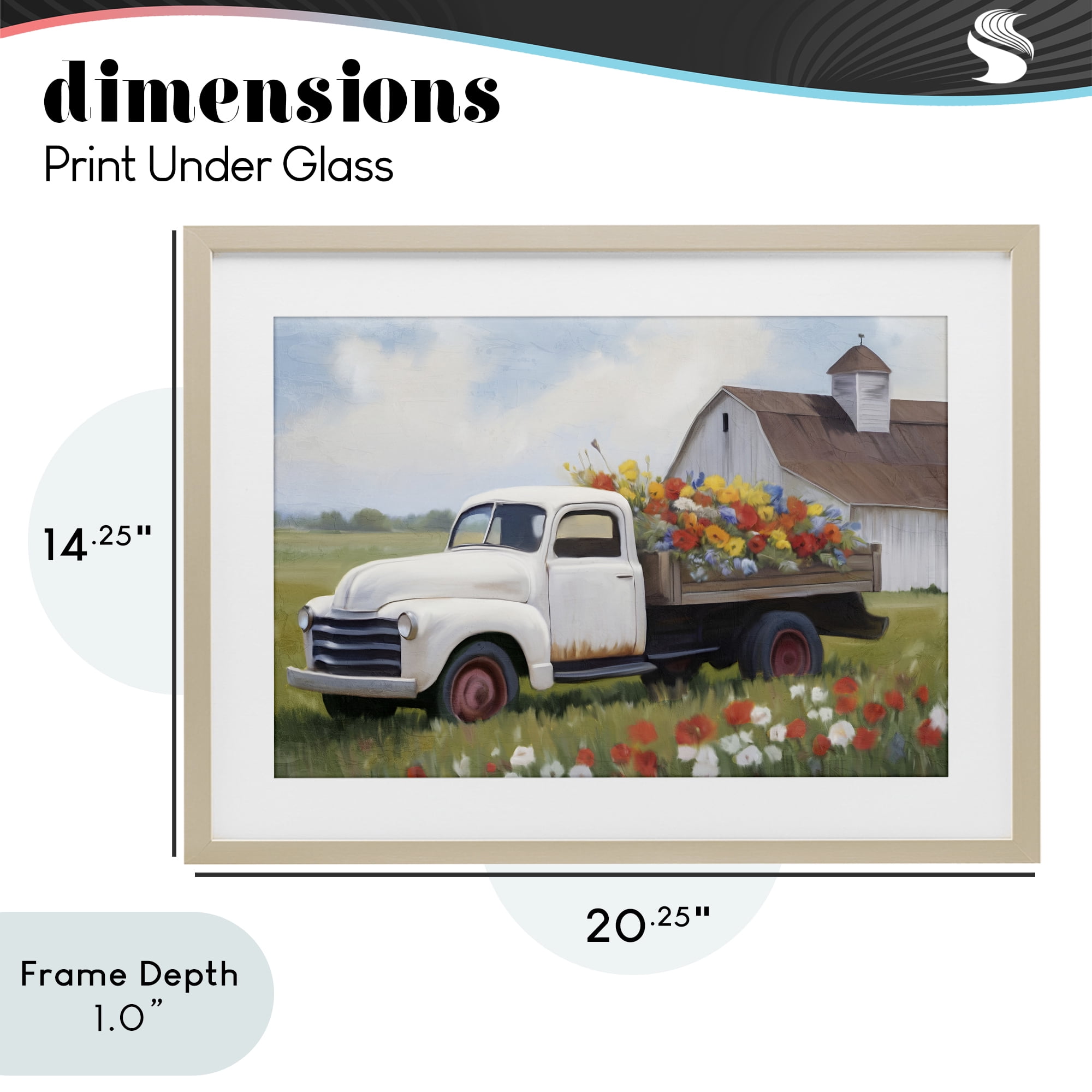 Stupell Industries White Delivery Floral Truck Birch Framed Print Under Glass, design by Kim Allen