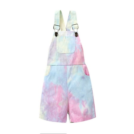 

1-5Years Kids Baby Girl Tie-dye Denim Playsuit Outfits Summer Kids Overalls Clothes