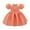 F20 Orange, variant on Children Girls Dress With Elegant Bow Crew Neck Stripe Print Short Sleeve Comfortable Cute Dress Gold Size 12-18 Months