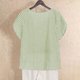 thumbnail image 5 of mfyjkho Tops Deportivos Para Mujer, Camisa De Manga Corta Con Botones Y Pétalos De Lino A Rayas Para Mujer, Talla Grande Tops Para Salir Para Mujer Xxl, 5 of 6