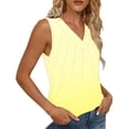 thumbnail image 4 of Mujeres sin mangas Tops de verano gradiente color fuera de posición impresión V-cuello blusa casual Mujeres V-cuello de verano Tops, 4 of 7