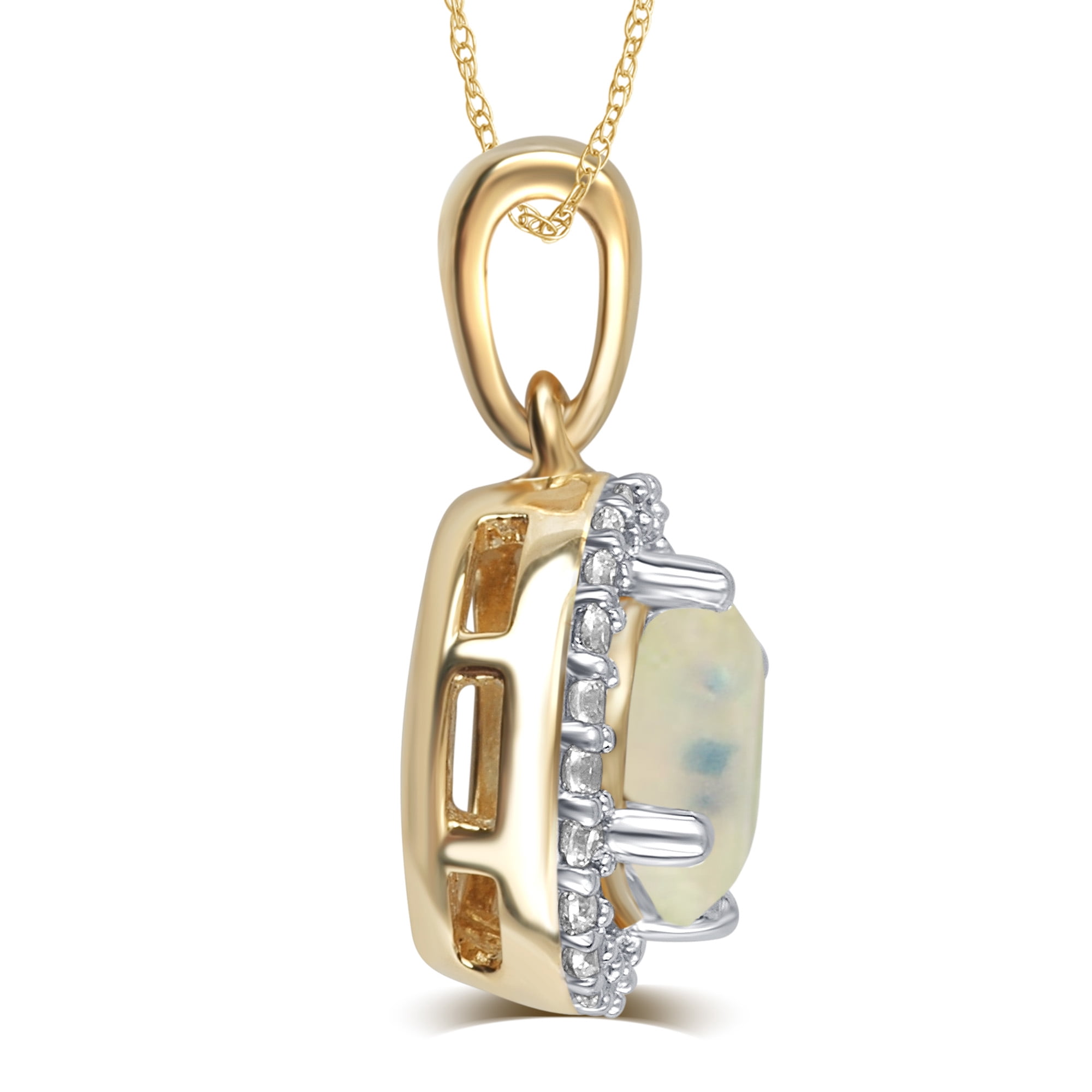 Opal and White Sapphire Birthstone Pendant in Sterling Silver