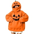 thumbnail image 3 of DISKEBUISS Hoodies for Women Halloween Zip Pumpkin Head Long Sleeve Sweatshirt Casual Fashion Pullover, 3 of 8