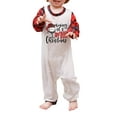 thumbnail image 2 of Christmas Family Pajamas Matching Set, Long Sleeve Letters Print T-shirt with Plaid Pants Sleepwear Loungewear, 2 of 5