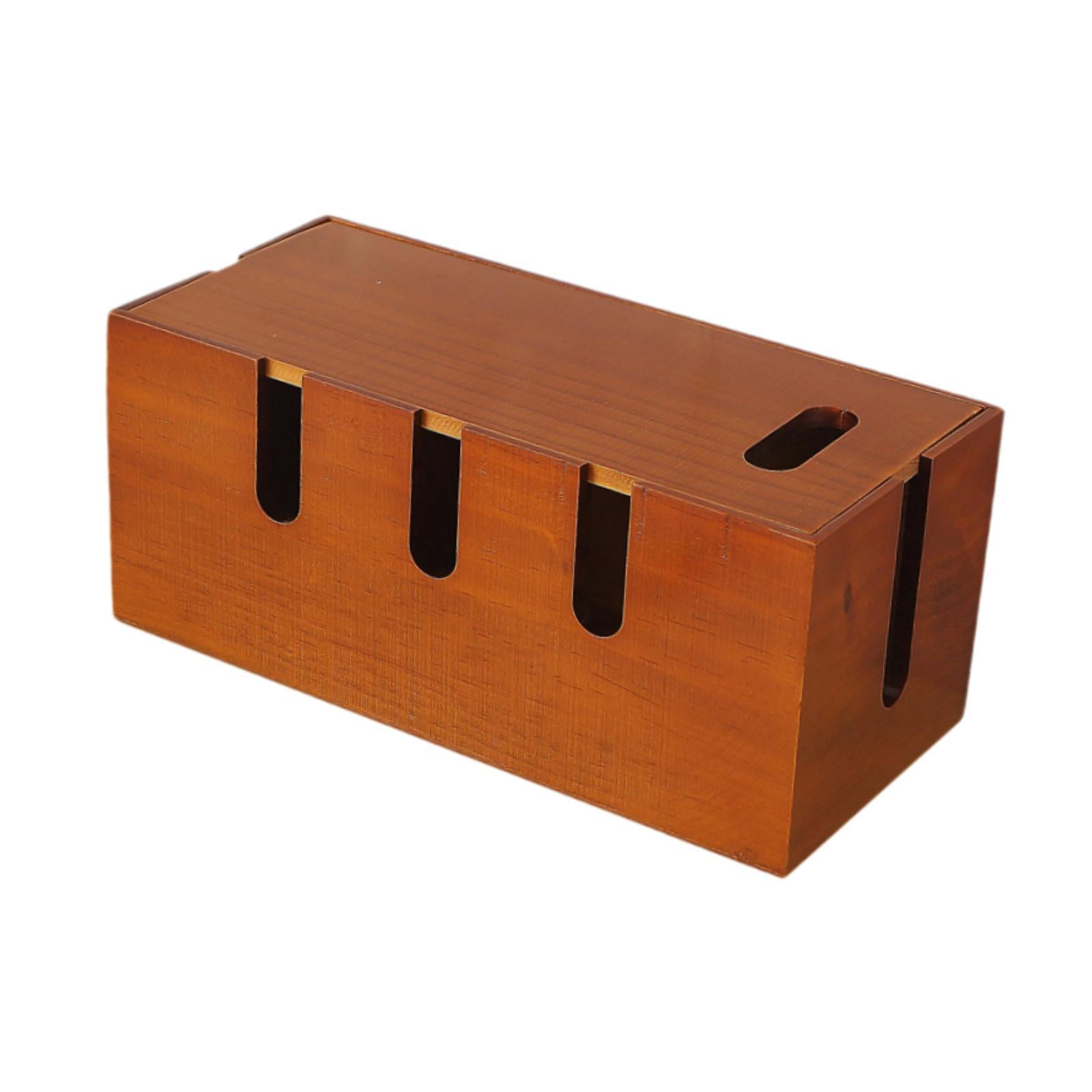 TISHITA Power Strip Storage Box Wire Management Concealer Wood Dustprood Cable Management Box Cord Organizer for Tabletop Living Room