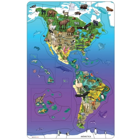 UPC: 0094051341007 | Dowling Magnets Animal Magnetism Magnetic Wildlife Map Puzzle: North & South America Grades PreK-4