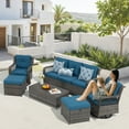 thumbnail image 6 of Yalissey 6PCS Outdoor Swivel Gliders Set with Ottoman HDPE Table, 360-Degree Swivel Rocker Lounge Chair,Wicker Bistro Furniture Set(Beige,Brown Rattan), 6 of 6