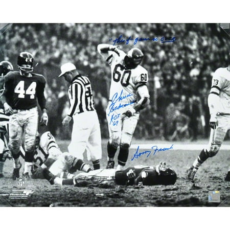 NFL - Chuck Bednarik Philadelphia Eagles Autographed 16x20 Photograph over Frank Gifford with "HOF 67 / This f… Game is OVER! Sorry Frank" Inscription