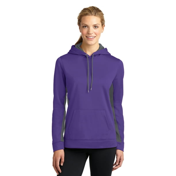 SportTek SportTek Women's Fleece Hooded Pullover. LST235,Prpl/Dark Smoke Grey,XS Walmart