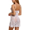 thumbnail image 4 of Pyjama en Dentelle pour Femmes, Nuisette Babydoll Florale, String, Blanc, 4 of 5