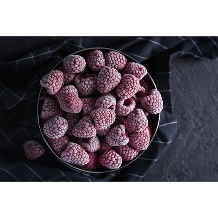 Peel-n-Stick Poster of Raspberry Berry Frozen Berries Poster 24x16 Adhesive Sticker Poster Print