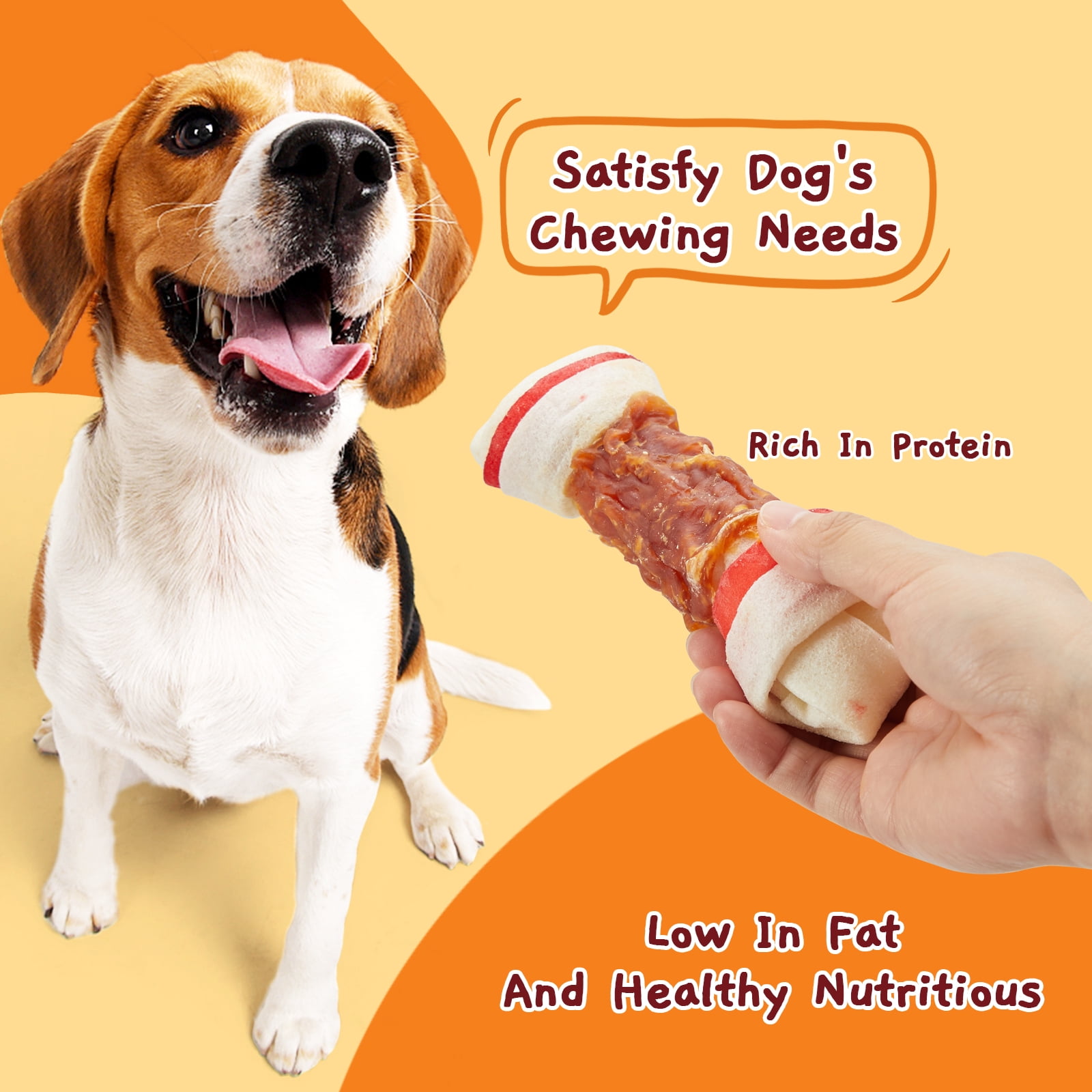 (5 pack) Jungle Calling Chicken Wrap Knotted Bones Dog Chews, Long Lasting for Large Dogs Training Treats