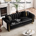 thumbnail image 5 of Rophefx 85" Mid-Century Black Velvet Tufted Sofa,Classic Chesterfield Deep Seat Sofa Couch with Gold Metal Legs & Pillows,3 Seater for Living Room Bedroom Apartment Office Furniture, 5 of 8