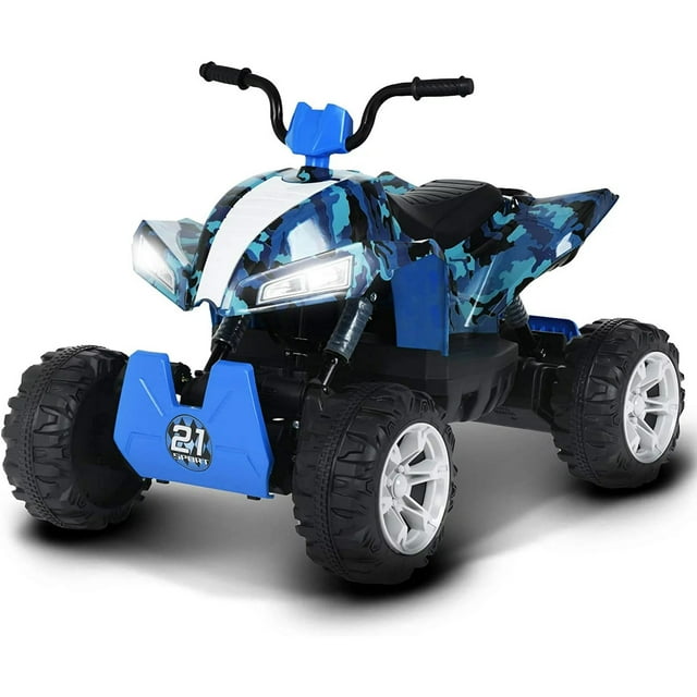 VTT pour Enfants 24 V à 4 Roues, Voiture Jouet à Chevaucher avec Lumières DEL, Suspension à 4 Roues, 2 Vitesses, Musique, Radio, Bluetooth
