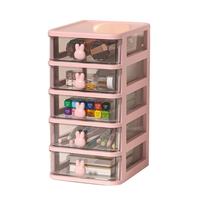 Almacenamiento de Cajones de Plástico, Caja de Almacenamiento de Escrito de Varios Niveles, Organizador de Cajones de PlásStico Con de Conejito, Contenedor de