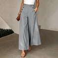 thumbnail image 5 of JOANKDMI Striped Wide Leg Pants for Women High Waisted Flowy Trousers with Sailor Button Detail Casual Dressy Work Office Wear Flattering Summer Holiday Bottoms, 5 of 8