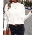 thumbnail image 5 of Womens Mock Neck Batwing Sleeve Sweaters Fall Winter Oversized Knit Cute Pullover Sweater Dolman Tops Cream White L, 5 of 10