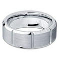 thumbnail image 3 of Silly Kings Jewelry Tungsten Wedding Band Grooved Tungsten Carbide Ring 8mm Brushed Tungsten Band Men and Women Comfort, 3 of 4
