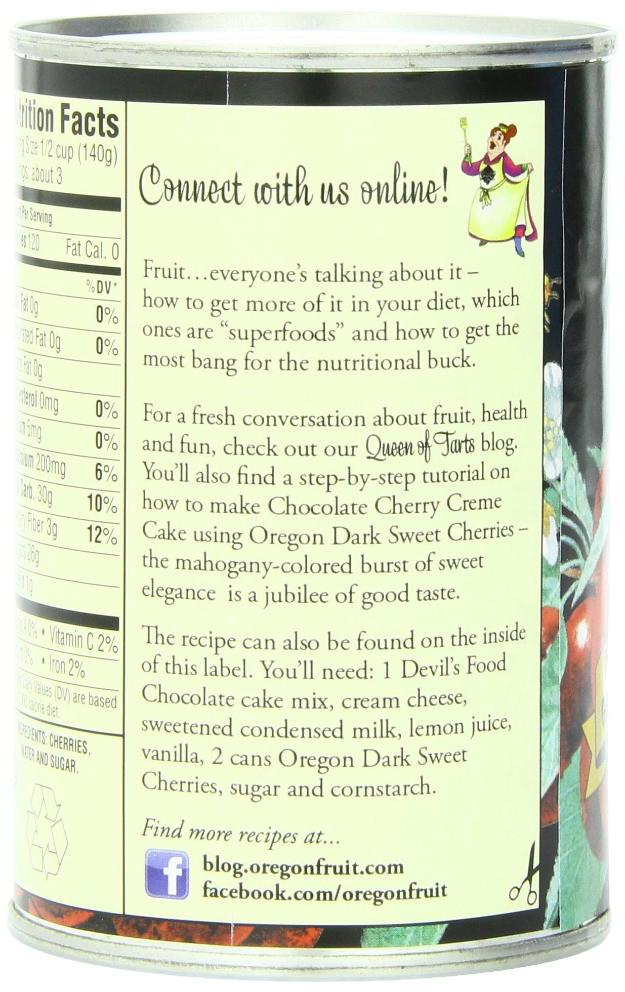 Oregon Fruit Products Dark Sweet Cherries in Heavy Syrup, 15 Ounce (Pack of 8)