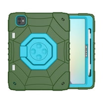 ELEHOLD Case for iPad 56/9.7 2017/2018, Spider Web Pattern Heavy Duty Shockproof Rugged Case with Stand,Greenblue
