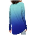 thumbnail image 4 of Hauts de Printemps pour Femmes Manches Longues Col Rond Basique Mode Imprimé Tunique Trou de Pouce Chemises pour Femmes Bleu Clair S, 4 of 4