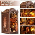 thumbnail image 3 of DIY Book Nook Kit, Boriyuan DIY Miniature House Dollhouse Kit, 3D Wooden Puzzle Bookend Bookshelf Insert Decor with LED Light for Teens and Adults, 3 of 9