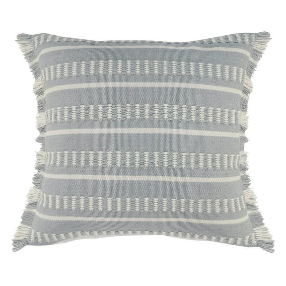LR Home Striped Oversized Indoor Outdoor Throw Pillow, 24" Square, Blue / White, Count per Pack 1