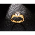 thumbnail image 2 of Womens 7mm Titanium Steel Gold Plated CZ Ring Single Stone Wedding Band Timeless Glow Sparkling Polish Jewelry, 2 of 4