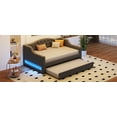 thumbnail image 2 of Newest Full XL Upholstered Daybed with LED Lights & Trundle, Gray Sofa Bed with 7-Color Adjustable LED Belt, Convertible Sleeper for Modern Living Spaces, 2 of 16