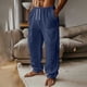 thumbnail image 1 of Ceisia Men's Lightweight Cotton Linen Pants Elastic Waist Drawstring Baggy With Four Large Pockets Pj Casual Navy XL Gift, 1 of 9