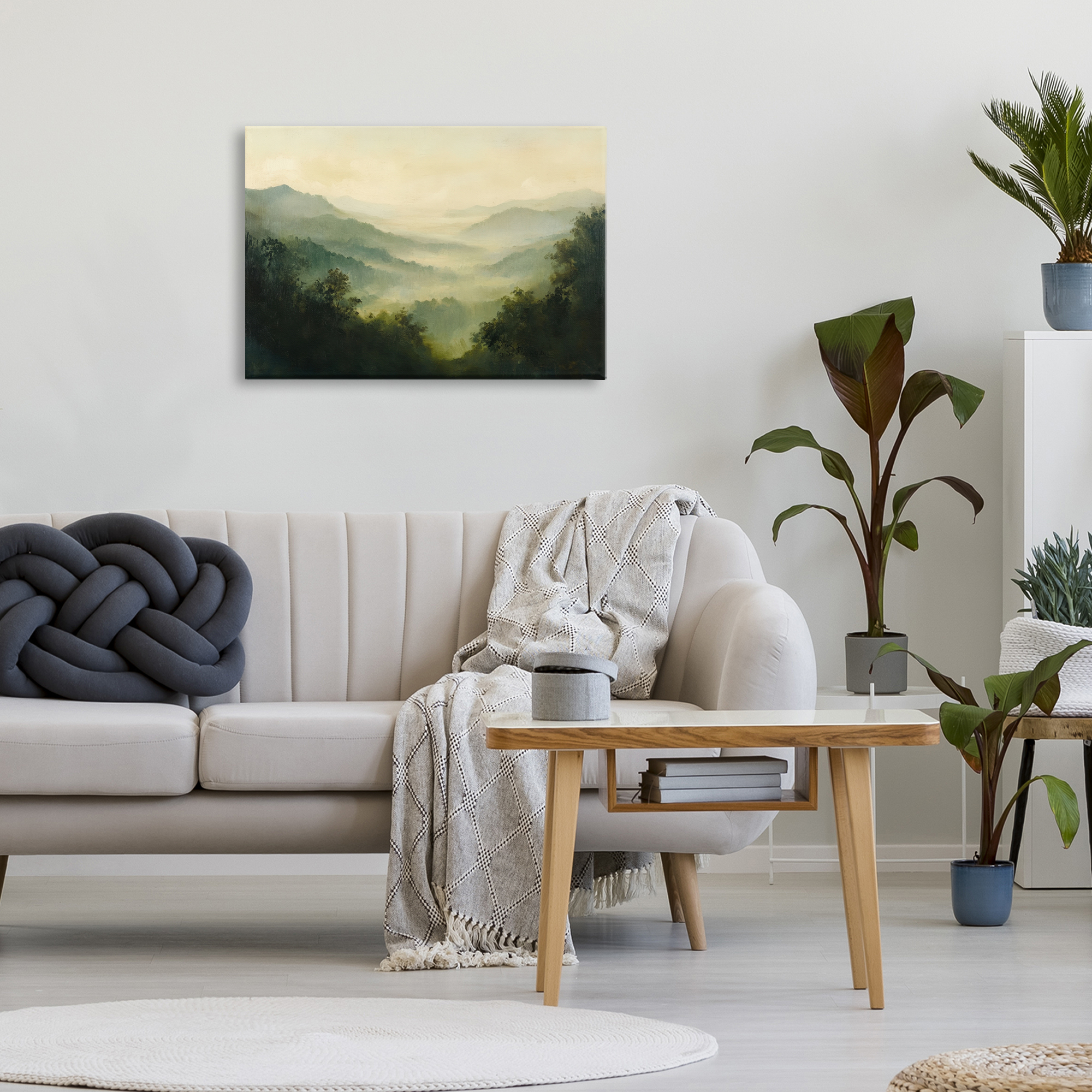Through The Haze Landscape Canvas Wall Art, design by Petal Prints Design