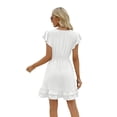 thumbnail image 3 of Women's Dress V-Neck A-line Dresses,Ruffle Short Sleeve Swiss-Dot Chiffon Dress for Summer, 3 of 3