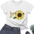 thumbnail image 5 of Summer Casual Tshirts for Women Loose Fit Crewneck Floral Printed Basic Tees Short Sleeve Tops Pullover T Shirt (XL, Yellow 06), 5 of 5