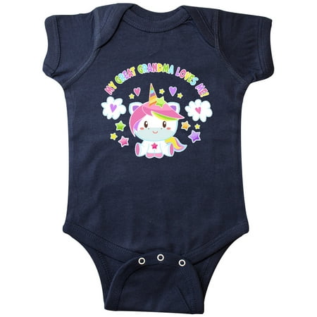 

Inktastic My Great Grandma Loves Me with Cute Rainbow Unicorn Gift Baby Boy or Baby Girl Bodysuit