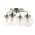thumbnail image 4 of JONATHAN Y Piper 18" 4-Light Farmhouse Rustic Iron/Glass LED Semi Flush Mount, Nickel/Clear, 4 of 8