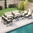 thumbnail image 1 of Costway 8 PCS Patio Furniture Set with Tempered Glass Coffee Table PE Wicker Rattan Chairs, 1 of 10